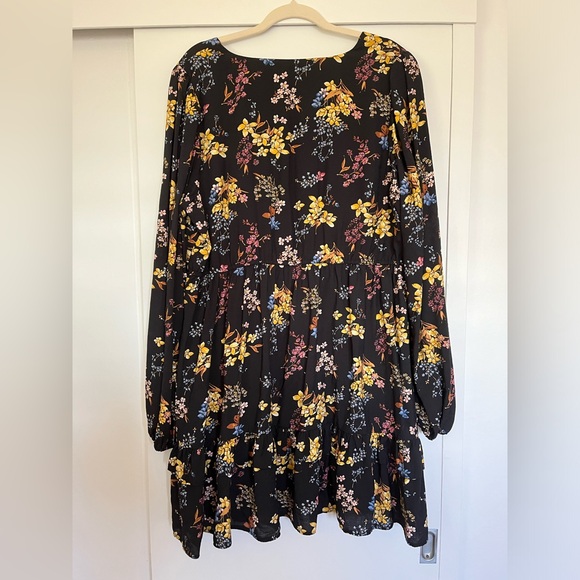 Abercrombie Long Sleeve Mini V Neck Floral Dress XLT - Picture 3 of 4